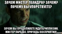 зачем мистер леандро? зачем? почему вы упорствуете? зачем вы продолжаете ждать?иллюзии, мистер паредес, причуды восприятия!
