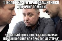 5 колонна это правозащитники и прочие гомики дальнобойщики это так называемая шестая колонна или просто "шестёрка"
