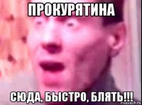 прокурятина сюда, быстро, блять!!!