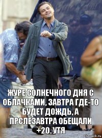 журе солнечного дня с облачками, завтра где-то будет дождь, а прслезавтра обещали +20. утя