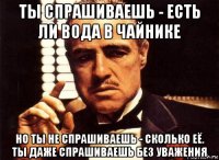 ты спрашиваешь - есть ли вода в чайнике но ты не спрашиваешь - сколько её. ты даже спрашиваешь без уважения