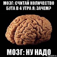 мозг: считай количество бута в 4 утра я: зачем? мозг: ну надо