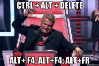 ctrl + alt + delete alt+ f4; alt+f4; alt+fr