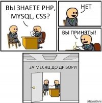 Вы знаете php, mysql, css? нет вы приняты! За месяц до ДР Бори