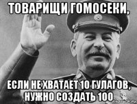 товарищи гомосеки, если не хватает 10 гулагов, нужно создать 100