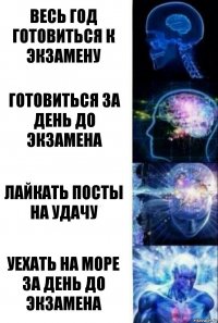 весь год готовиться к экзамену готовиться за день до экзамена лайкать посты на удачу уехать на море за день до экзамена