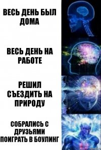 Весь день был дома Весь день на работе Решил съездить на природу Собрались с друзьями поиграть в боулинг