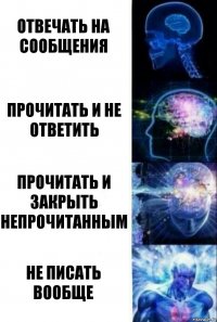 Отвечать на сообщения Прочитать и не ответить Прочитать и закрыть непрочитанным Не писать вообще