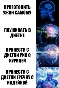 ПРИГОТОВИТЬ УЖИН САМОМУ поужинать в диетке принести с диетки рис с курицей принести с диетки гречку с индейкой