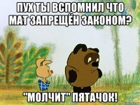 пух ты вспомнил что мат запрещён законом? "молчит" пятачок!
