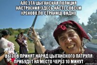 алё,эта цыганская полиция настроения!здесь насте совсем хреново,по странице видно вызов принят.наряд цыганского патруля прибудет на место через 10 минут