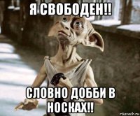 я свободен!! словно добби в носках!!