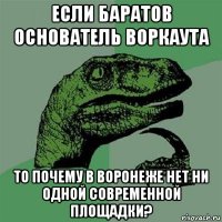 если баратов основатель воркаута то почему в воронеже нет ни одной современной площадки?