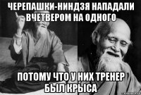 черепашки-ниндзя нападали вчетвером на одного потому что у них тренер был крыса