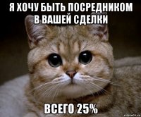 я хочу быть посредником в вашей сделки всего 25%