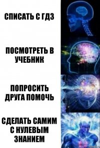 Списать с гдз Посмотреть в учебник Попросить друга помочь Сделать самим с нулевым знанием