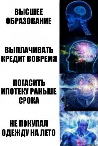 Высшее образование выплачивать кредит вовремя погасить ипотеку раньше срока не покупал одежду на лето