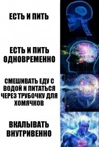 Есть и пить Есть и пить одновременно Смешивать еду с водой и питаться через трубочку для хомячков Вкалывать внутривенно