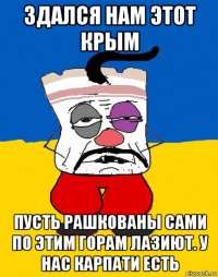 здался нам этот крым пусть рашкованы сами по этим горам лазиют. у нас карпати есть