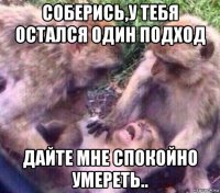 соберись,у тебя остался один подход дайте мне спокойно умереть..
