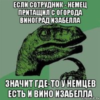 если сотрудник - немец притащил с огорода виноград изабелла значит где-то у немцев есть и вино изабелла