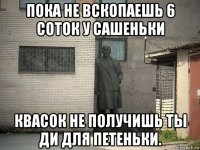 пока не вскопаешь 6 соток у сашеньки квасок не получишь ты ди для петеньки.