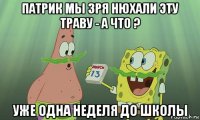 патрик мы зря нюхали эту траву - а что ? уже одна неделя до школы