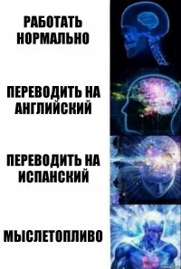 Работать нормально Переводить на английский Переводить на испанский МЫСЛЕТОПЛИВО