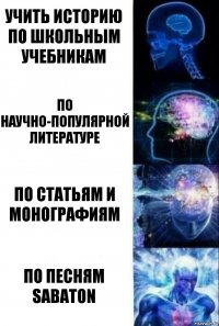 Учить историю по школьным учебникам По научно-популярной литературе по статьям и монографиям По песням Sabaton