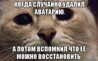 когда случайно удалил аватарию а потом вспомнил что её можно восстановить.