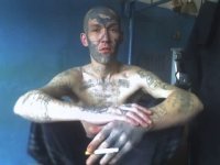 Создать мем Ацкий уголовник в тату
