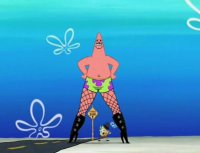Создать мем Patrick in boots and spongebob