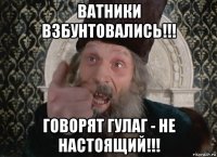 ватники взбунтовались!!! говорят гулаг - не настоящий!!!