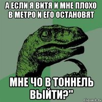 а если я витя и мне плохо в метро и его остановят мне чо в тоннель выйти?"