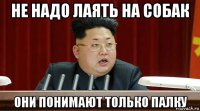 не надо лаять на собак они понимают только палку