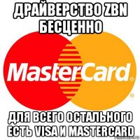 драйверство zbn бесценно для всего остального есть visa и mastercard