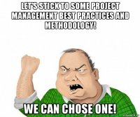 let’s stick to some project management best practices and methodology! we can chose one!