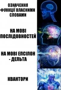 Означення функції власними словами На мові послідовностей На мові епсілон - дельта Квантори