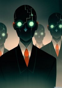 Создать мем Киборги в костюмах  в смокингах