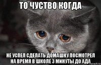 то чуство когда не успел сделать домашку посмотрел на время в школе 3 минуты до ада