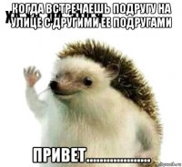 когда встречаешь подругу на улице с другими ее подругами привет...................