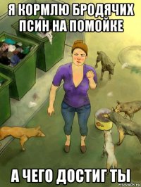 я кормлю бродячих псин на помойке а чего достиг ты