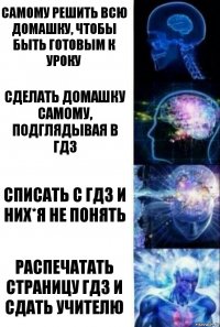 Самому решить всю домашку, чтобы быть готовым к уроку Сделать домашку самому, подглядывая в ГДЗ Списать с ГДЗ и них*я не понять Распечатать страницу ГДЗ и сдать учителю