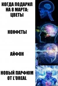 Когда подарил на 8 марта: цветы Конфеты Айфон Новый парфюм от l'oreal