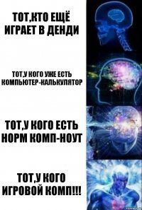 Тот,кто ещё играет в денди Тот,у кого уже есть компьютер-калькулятор Тот,у кого есть норм комп-ноут Тот,у кого игровой комп!!!