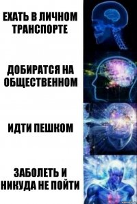 Ехать в личном транспорте Добиратся на общественном Идти пешком Заболеть и никуда не пойти