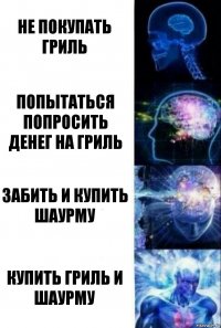 Не покупать гриль Попытаться попросить денег на гриль забить и купить шаурму купить гриль и шаурму