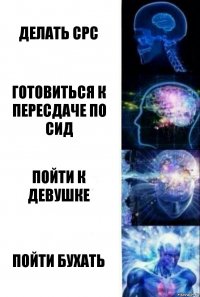 Делать срс Готовиться к пересдаче по СИД Пойти к девушке Пойти бухать