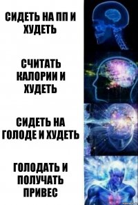 Сидеть на ПП и худеть Считать калории и худеть Сидеть на голоде и худеть Голодать и получать привес