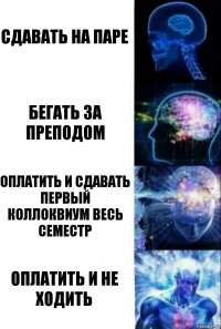 Сдавать на паре Бегать за преподом Оплатить и сдавать первый коллоквиум весь семестр Оплатить и не ходить